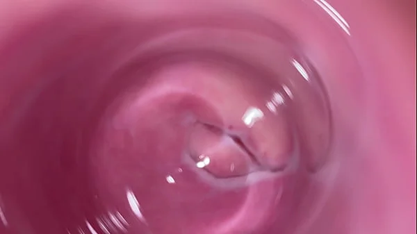 Camera deep inside Mia's teen creamy pussy