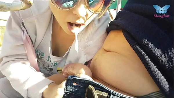 Public blowjob on the ferris wheel from shameless whore